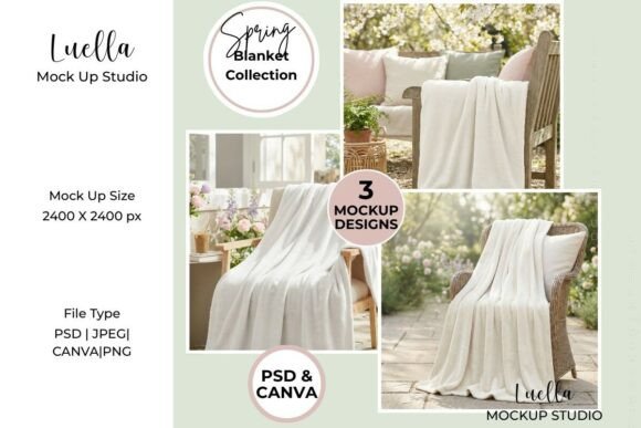 Download 3 Fleece Blanket Mockup Bundle Outdoor - Premium Resources